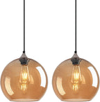 Amber Pendant Lights Kitchen Island 3 Pack, 5.9 in Seeded Glass Globe