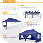HOTEEL Canopy 10'x20' Pop Up Canopy Tent Heavy Duty Waterproof Adjustable Commercial Instant Canopy Outdoor Party Canopy Parties,Wedding,Outside Patio,Event,Backyard,White
