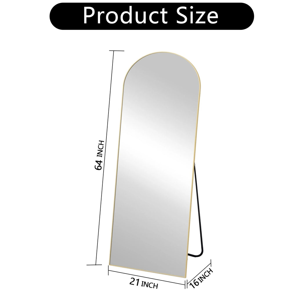 64x21 Full Length Floor Mirror, Large Full Body Aluminum Alloy Frame Standing Mirror with Stand and Wall Mount Option