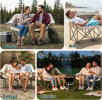 Double Camping Chair, Oversized 2 Person Camp Chairs with Cup Holders Side & Backrest Mesh Pockets Padded Loveseat Camping Chair Foldable for Outdoor Lawn Backyard Beach Support 800LB