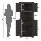 Blotout 68" Tall Farmhouse Corner Cabinet with 4 Doors, 28.3" W Barn Door Storage Cabinet with Adjustable Shelves, 5 Tier Corner Storage Cabinet for Bathroom,Living Room,Kitchen