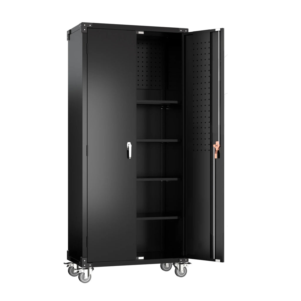 Aobabo 72 Inch Locking Storage Cabinet w/ Adjustable Shelves, Gray