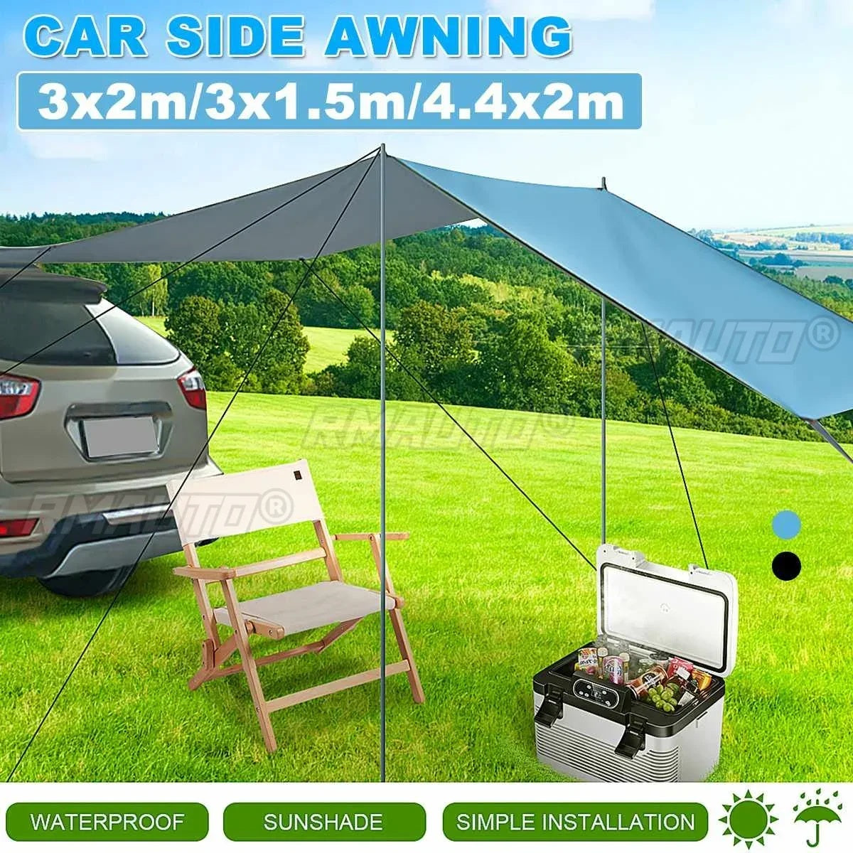 Portabl Car Side Awning Rooftop Tent Waterproof Side Tent Sun Shelter For Outdoor Camping Garden Patio Pool Exterior Part