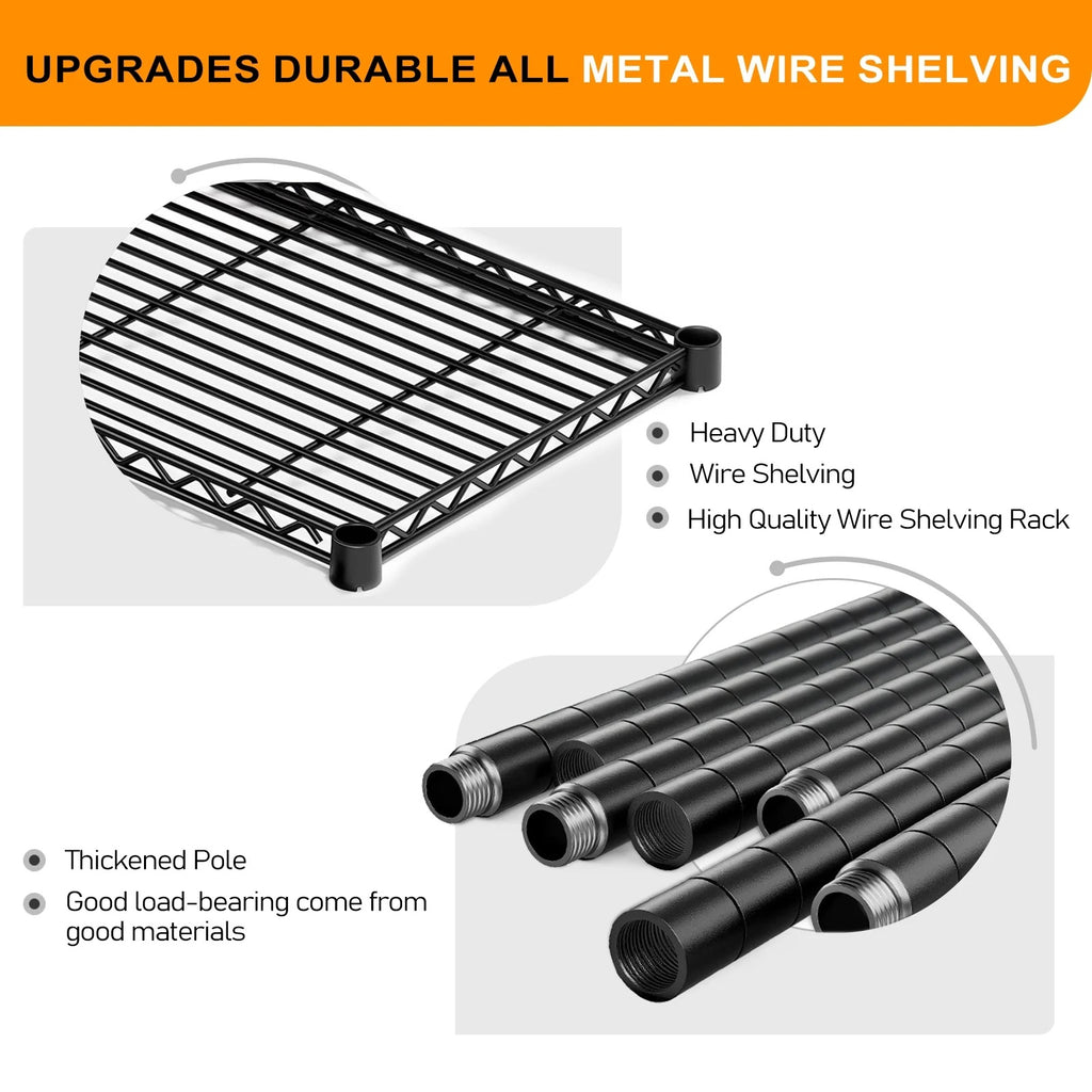 Ktaxon 3-Rows 1820LBS Heavy Duty Wire Shelving, 5-Tier Steel Garage Storage Rack, Adjustable DIY Metal Commercial Shelving for Garage Pantry Storage Organizer, 62.9"W x 13.8"D x 70.8"H