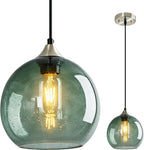 Amber Pendant Lights Kitchen Island 3 Pack, 5.9 in Seeded Glass Globe
