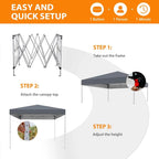 10 X 10ft Pop Up Canopy Tent Easy Set up Outdoor Instant Straight Legs Portable Gazebo Shelter with Wheeled Bag for Camp Beach Patio and Garden (Grey)