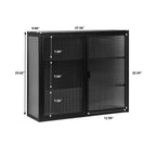Hassch Wall Mounted Kitchen Pantry Sideboard with 2 Glass Doors, Metal Storage Cabinet Dining Cupboard for Bathroom Kitchen Living Room Dining Room, 27.56"L x 9.06"W x 23.62"H, White