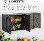 Wall Storage Cabinets - Farmhouse Kitchen Laundry White Wall Mounted Cabinets with 3 Doors and Shelves, 35inch Wide