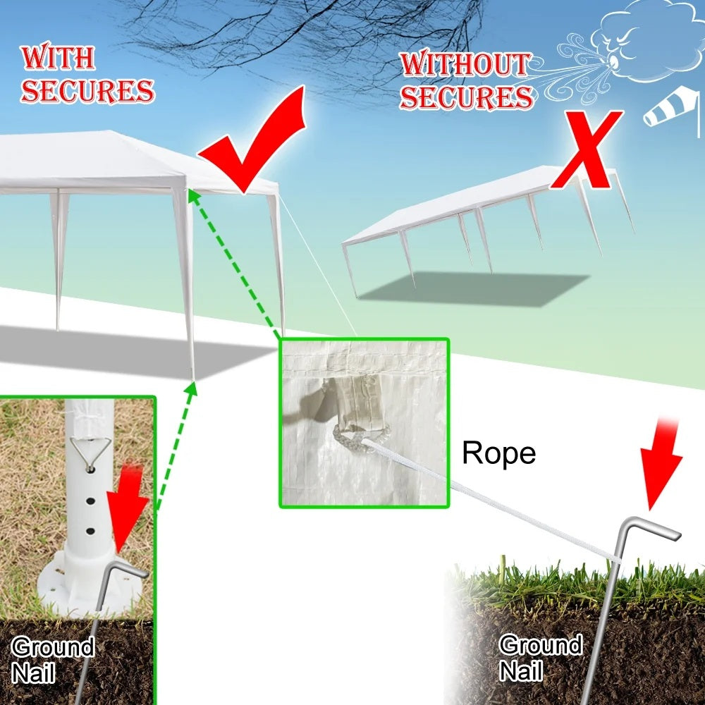Gazebo Tent for Outside, 10' x 30' Patio Canopy Tent with 8 Side Walls, Heavy Duty Outdoor Party Wedding Tent, Portable Shade Folding Canopy - UV Coated, Waterproof Gazebo Tent, White, L1332