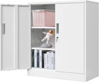 Metal Storage Cabinet, Garage Metal Cabinet with Doors, Adjustable Shelf Height & Steel Lockable Storage Cabinet, Tool Cabinets for Office, Home, Gym, School and Kitchens