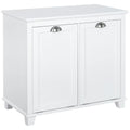 Resenkos Bathroom Floor Cabinet,Bathroom Storage Cabinet with 2-Compartment Hamper, Modern Bathroom Floor Cabinet for Washroom, White