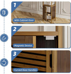 Bathroom Cabinet, Bamboo Floor Cabinet Free Standing, 4 Tier Sofa Side Storage Cupboard for Living Room Kitchen Bedroom