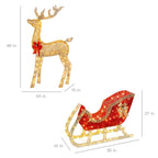 Best Choice Products Lighted Christmas 4ft Reindeer & Sleigh Outdoor Yard Decoration Set w/ 205 LED Lights, Stakes