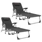 Folding Outdoor Chaise Lounge Chair with Cup Holder and Detachable Headrest