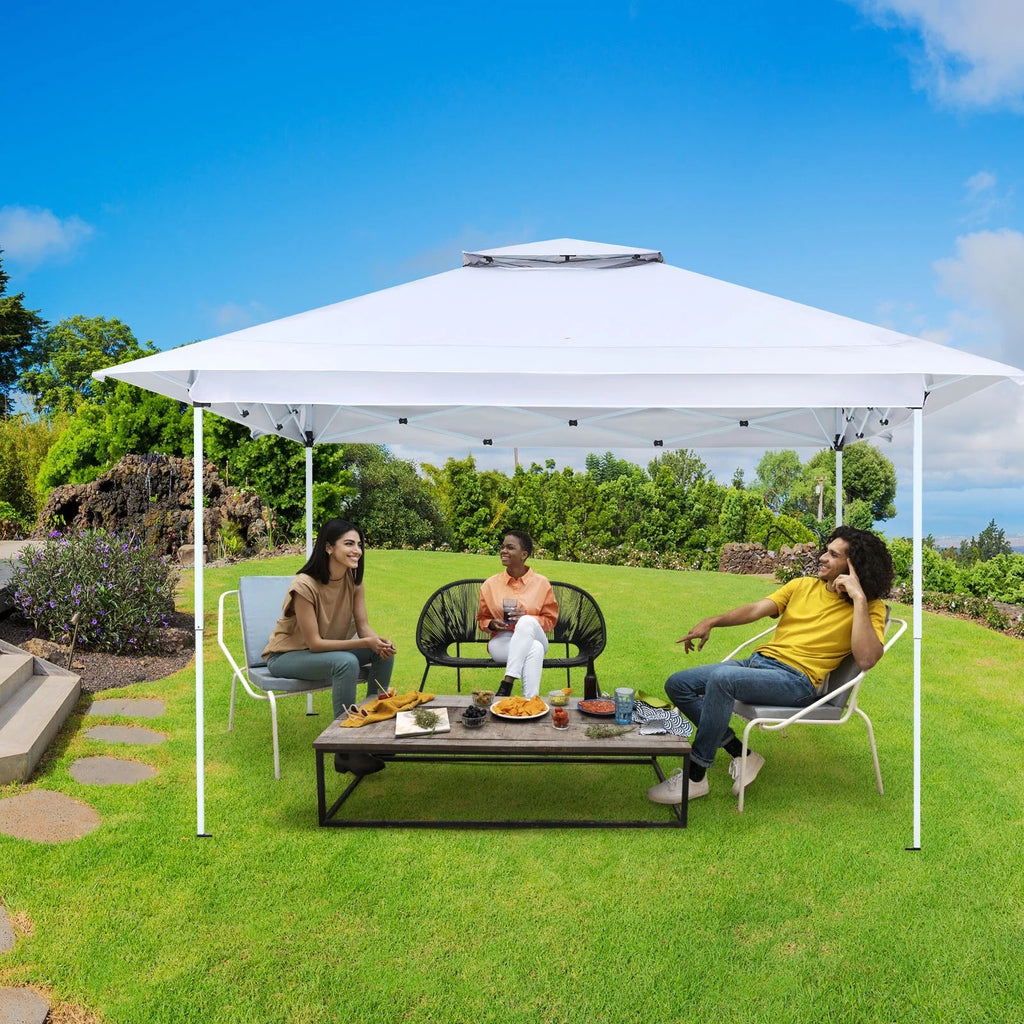 AVAWING 12x12 ft Outdoor Pop-up Canopy Party Tent Easy Setup Patio Wedding Tent, Khaki
