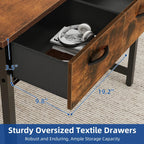 Small Computer Desk with Fabric Drawers and Monitor Stand, Compact Home Office Workstation for Small Spaces