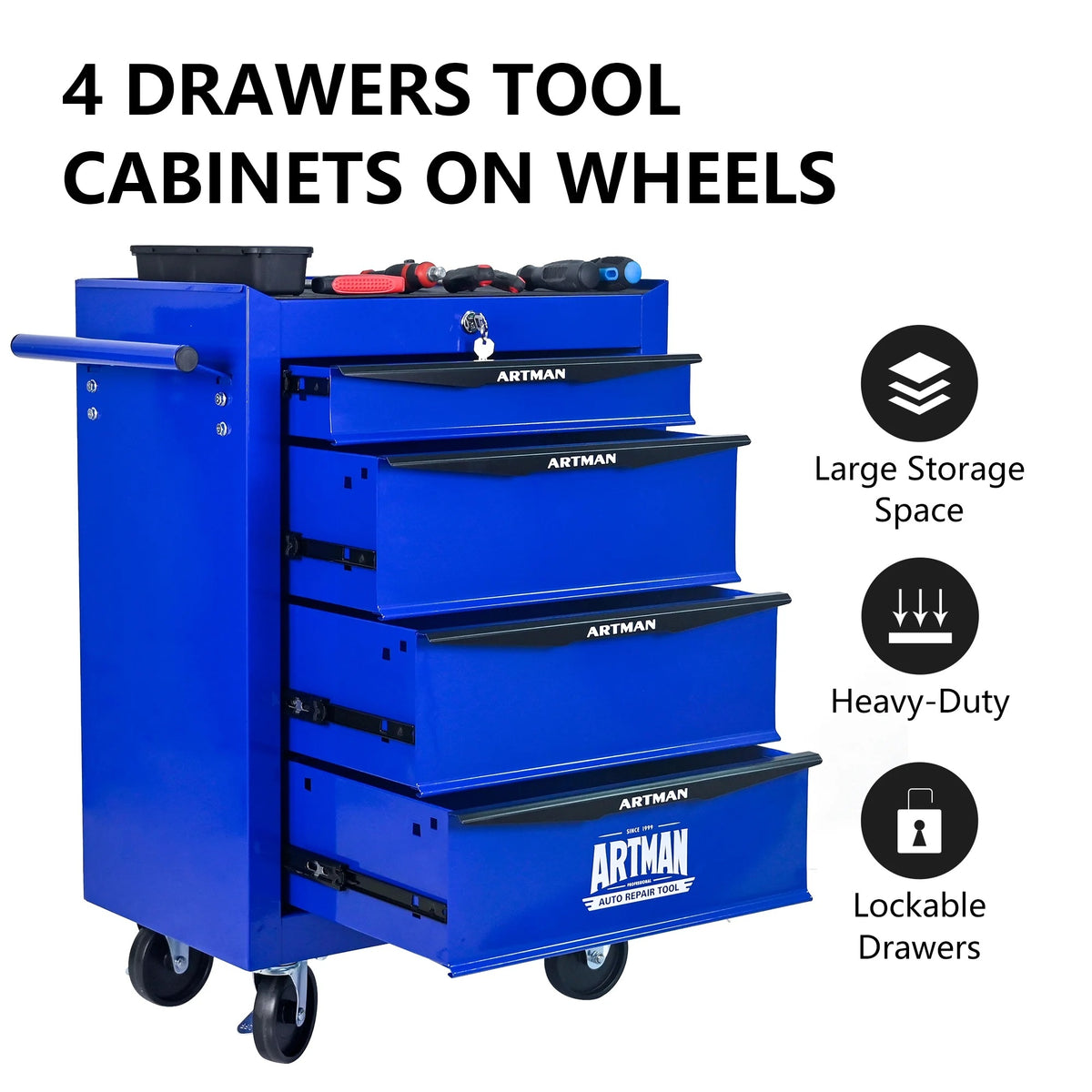 ARTMAN 20" 6-Drawer Tool Chest Cabinet with Ball Bearing Drawer Slides, Steel Tool Storage Box Organizer for Garage Workshop Repair Shop