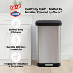 20 Gallon Stainless Steel Step Trash Can, Large Kitchen Garbage Bin with Odor Control