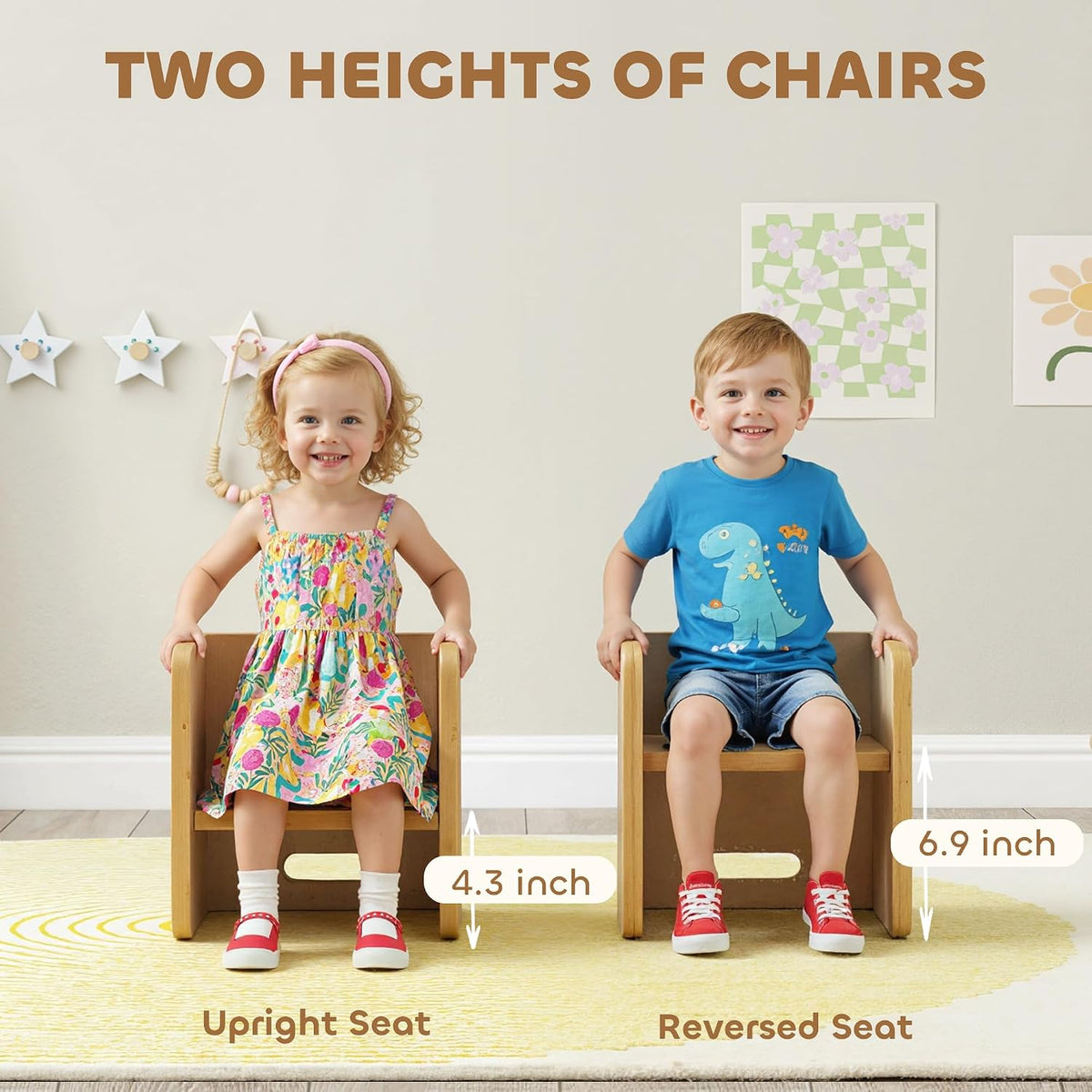 Kids Table and Chair Set, Wooden Activity Table, Ages 3-8, Natural Wood