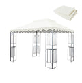 10x10 Ft Outdoor Patio Gazebo Replacement Canopy,Double Tiered Gazebo Tent Roof Top Cover Only wavy border(Frame Not Include)-Beige