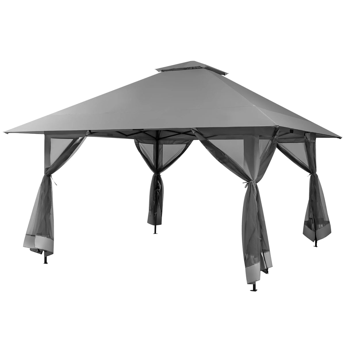 Costway 13x13ft Pop-up Instant Canopy Tent Mesh Sidewall UV50+ Adjust Outdoor Patio Khaki