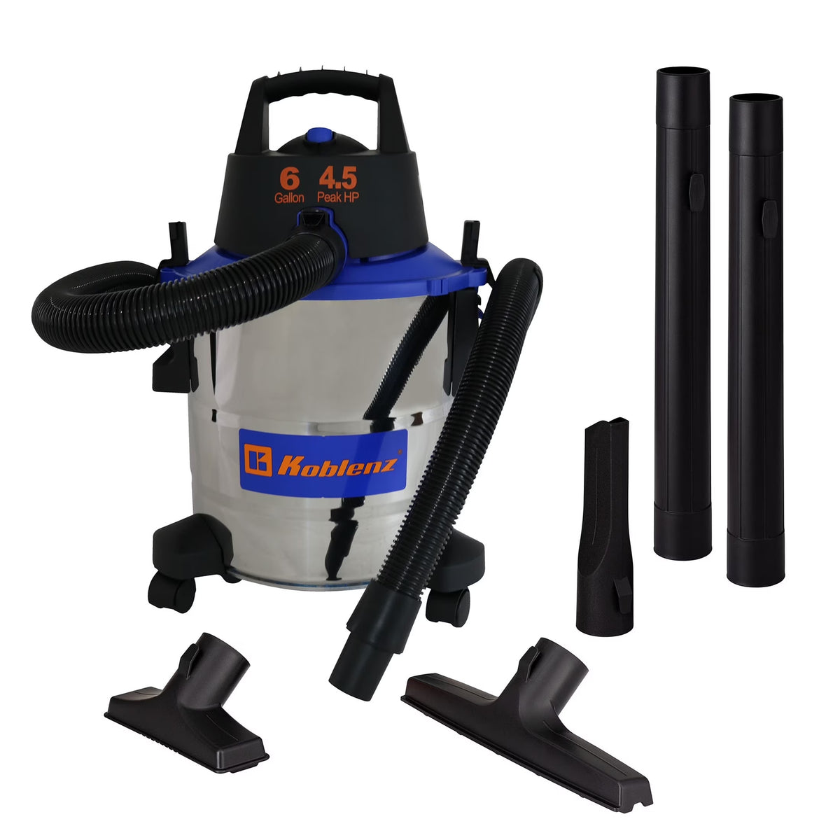 Koblenz 6-Gal. Portable Wet/Dry Vacuum with Blower, Stainless Steel and Blue, WD-6 L212 SS
