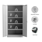 Aobabo 72 Inch Locking Storage Cabinet w/ Adjustable Shelves, Gray