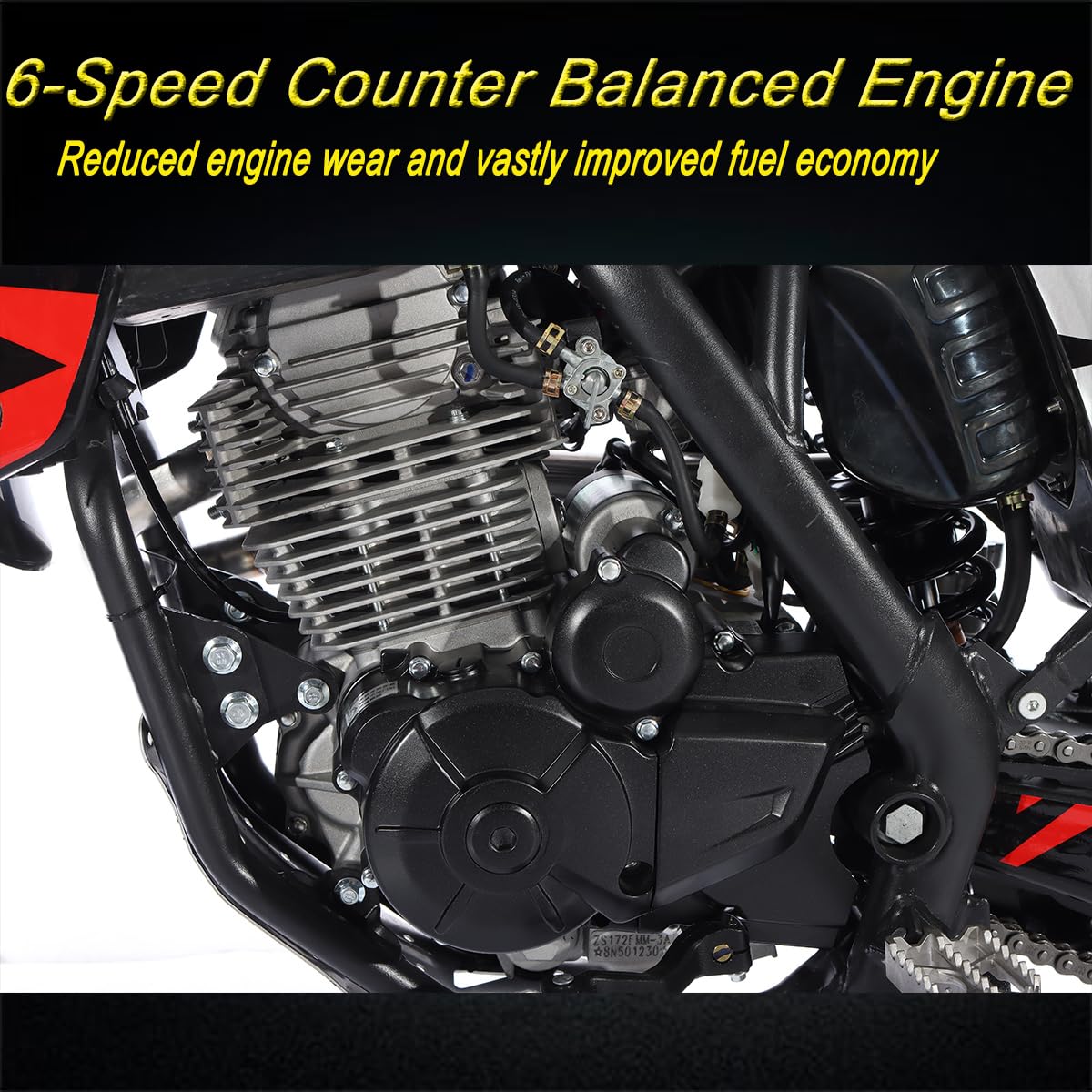 Templar X 250cc 6 Speed Dirt Bike with Zongshen Engine Pit Bike Gas Dirt Bikes Adult Pitbike, Big 21"/18" Wheels! (Red)
