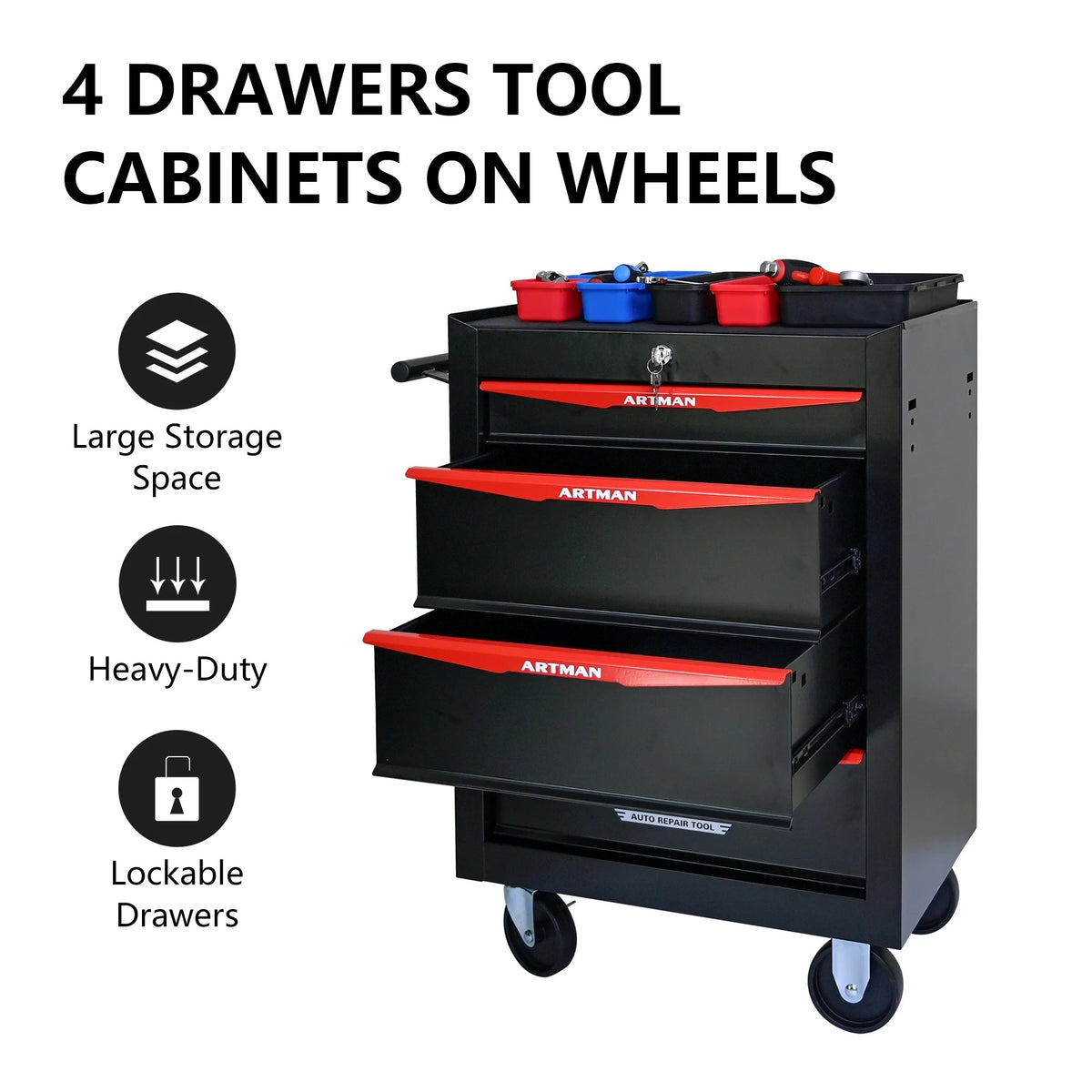 ARTMAN  20" 5-Drawer Rolling Metal Tool Chest Cabinet,Steel Tool Storage Box Organizer for Garage Workshop Warehouse