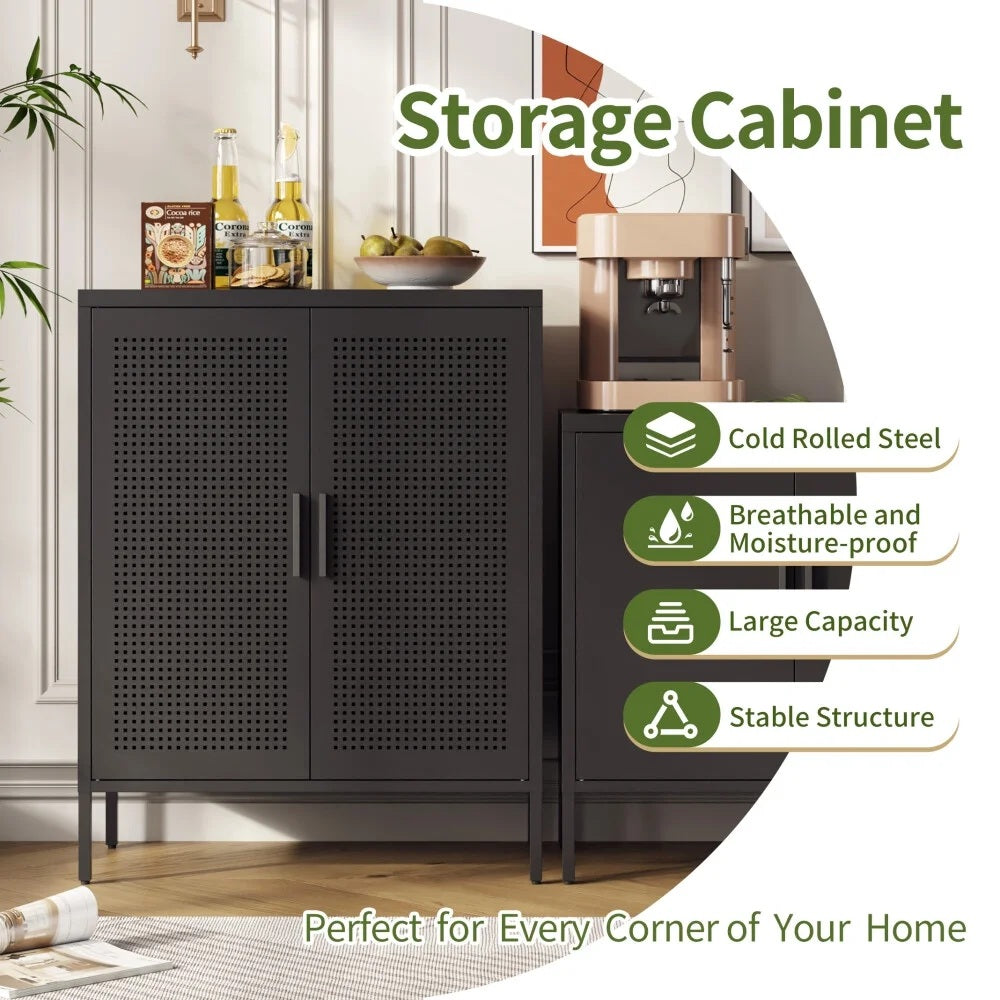 Metal 3 Tier Storage Cabinet, Storage Cabinet with 2 Doors and 2 Adjustable Shelves, Steel Lockable Garage Storage Cabinet Metal File Cabinet for Home, Office, School, Gym, White