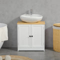 Kleankin Modern Bathroom Under Sink Cabinet,Bathroom Vanity for Wall Mount Sink,Storage Cabinet with Double Doors and Adjustable Shelf,White,White Mdf Bath Faucets Bathroom Storage