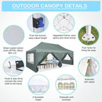 HOTEEL Canopy 10'x20' Pop Up Canopy Tent Heavy Duty Waterproof Adjustable Commercial Instant Canopy Outdoor Party Canopy Parties,Wedding,Outside Patio,Event,Backyard,White