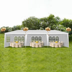10'x30' Outdoor Party Tent with 8 Removable Sidewalls, Waterproof White Canopy Wedding Gazebo for Backyard, Patio, Camping & Events