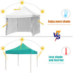 Patiojoy 10x10ft Pop up Tent, 4 Height Adjustment Folding Camping Tent with Awning Blue