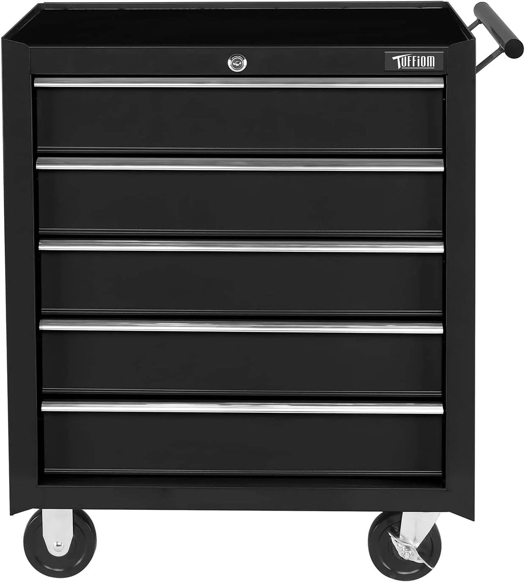 TUFFIOM 5-Drawer Rolling Tool Chest with Lock & Key, Tool Storage Organizer Box Cabinet with Wheels