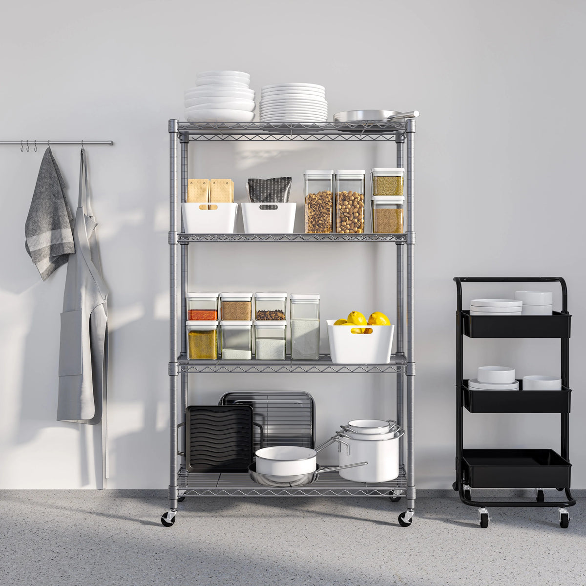 Seville Classics Solid Steel Wire Shelving Storage Unit Adjustable Shelves Organizer Rack, for Home, Kitchen, Office, Garage, Bedroom, Closet, Silver, 4-Tier, 36" W x 14" D