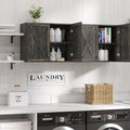 Wall Storage Cabinets - Farmhouse Kitchen Laundry White Wall Mounted Cabinets with 3 Doors and Shelves, 35inch Wide