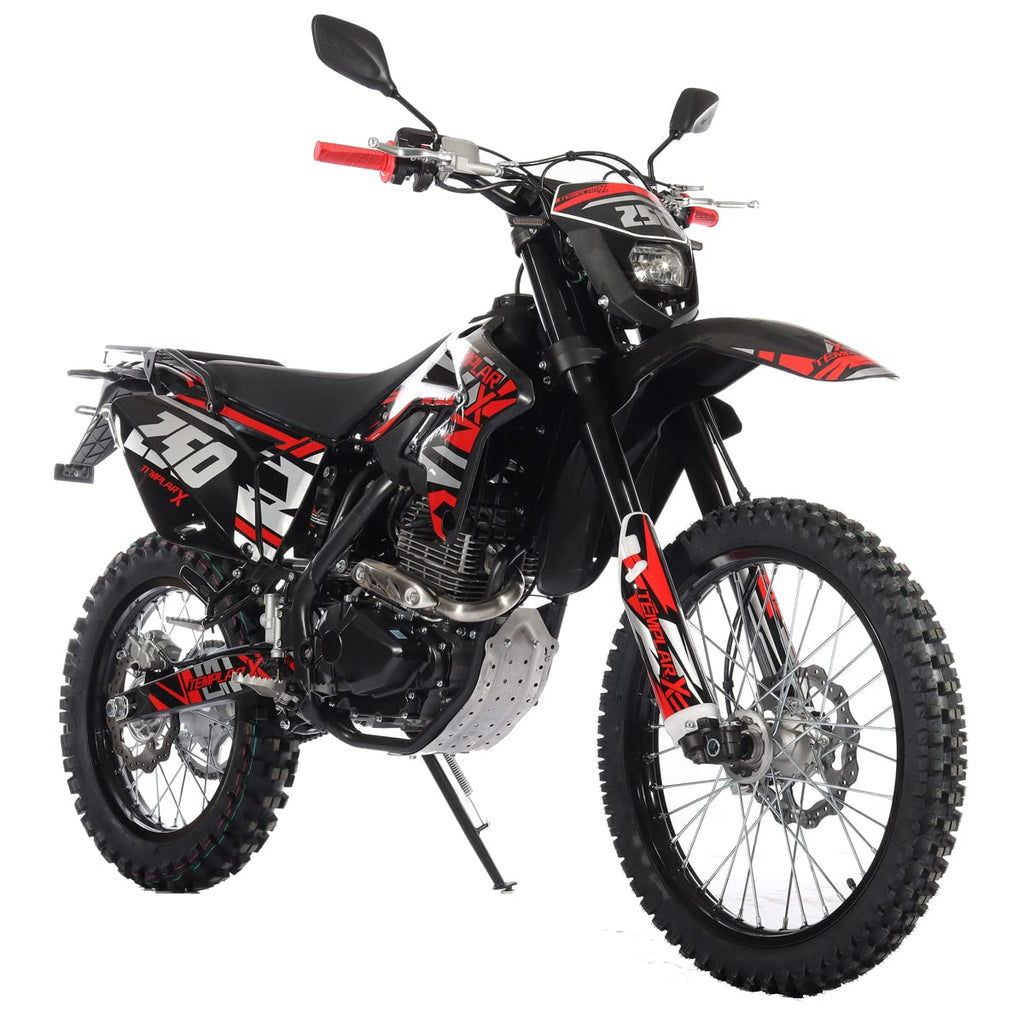 Templar X 250cc 6 Speed Dirt Bike with Zongshen Engine Pit Bike Gas Dirt Bikes Adult Pitbike, Big 21"/18" Wheels! (Red)