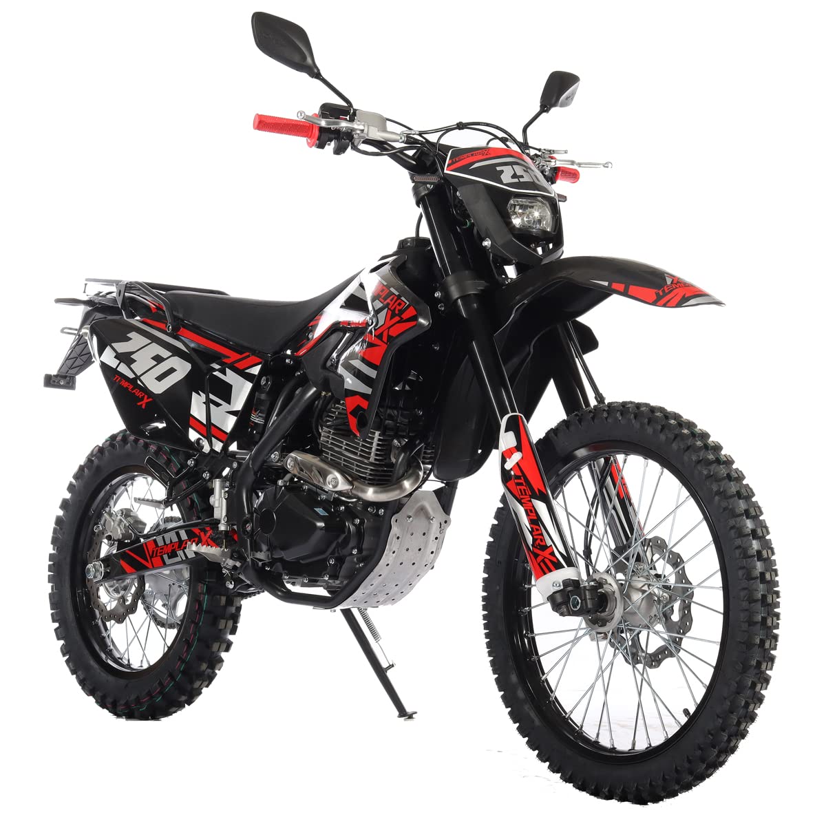 Templar X 250cc 6 Speed Dirt Bike with Zongshen Engine Pit Bike Gas Dirt Bikes Adult Pitbike, Big 21"/18" Wheels! (Red)
