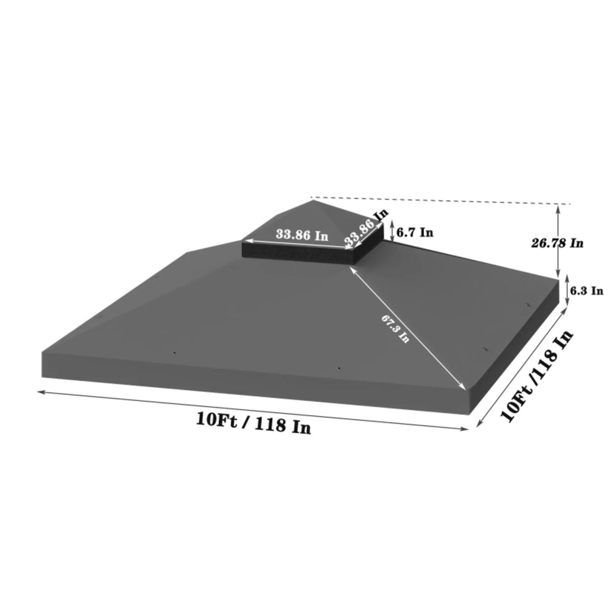 10x10 Ft Outdoor Patio Replacement Canopy Double Tiered Gazebo Tent Roof Top Cover Only Frame Not Include UV Protection  Fade Resistant