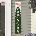 My Word! Merry Christmas Holiday Porch Board Welcome Sign and Porch Leaner for Front Porch, Yard, Deck, Patio, Wall - Indoor Outdoor Farmhouse Rustic Vertical Porch and Yard Decor 8"x46.5"