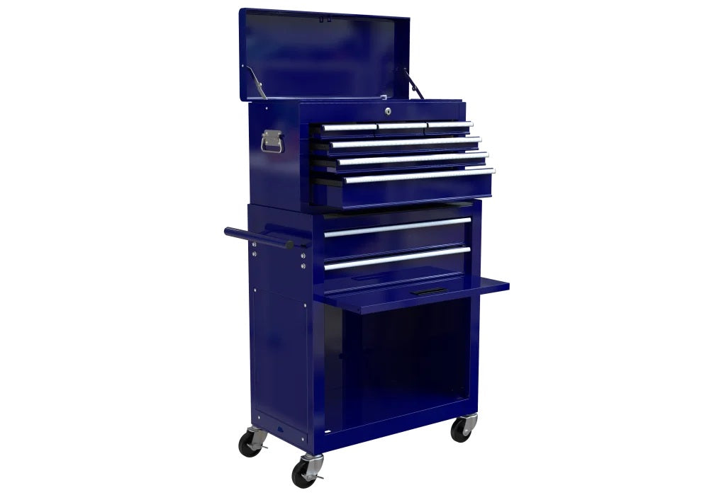 8-Drawer Rolling Tool Chest with Wheels, Removable Tool Box with Locking System, Tool Box Organizer with Hooks, Large Capacity Garage Storage Cabinet for Warehouse, Garage, Repair Shop, Orange