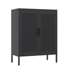 Metal 3 Tier Storage Cabinet, Storage Cabinet with 2 Doors and 2 Adjustable Shelves, Steel Lockable Garage Storage Cabinet Metal File Cabinet for Home, Office, School, Gym, White