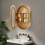 Fichiouy Bathroom Mirror Cabinet Oval Wall Mounted Cabinet Storage Cabinet with Mirror for Bathroom 19.76" x 30.82"