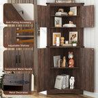 Blotout 68" Tall Farmhouse Corner Cabinet with 4 Doors, 28.3" W Barn Door Storage Cabinet with Adjustable Shelves, 5 Tier Corner Storage Cabinet for Bathroom,Living Room,Kitchen