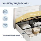 Queen Size Lift Up Storage Bed with Wingback Headboard, Upholstered Platform Bed Frame with Hidden Storage