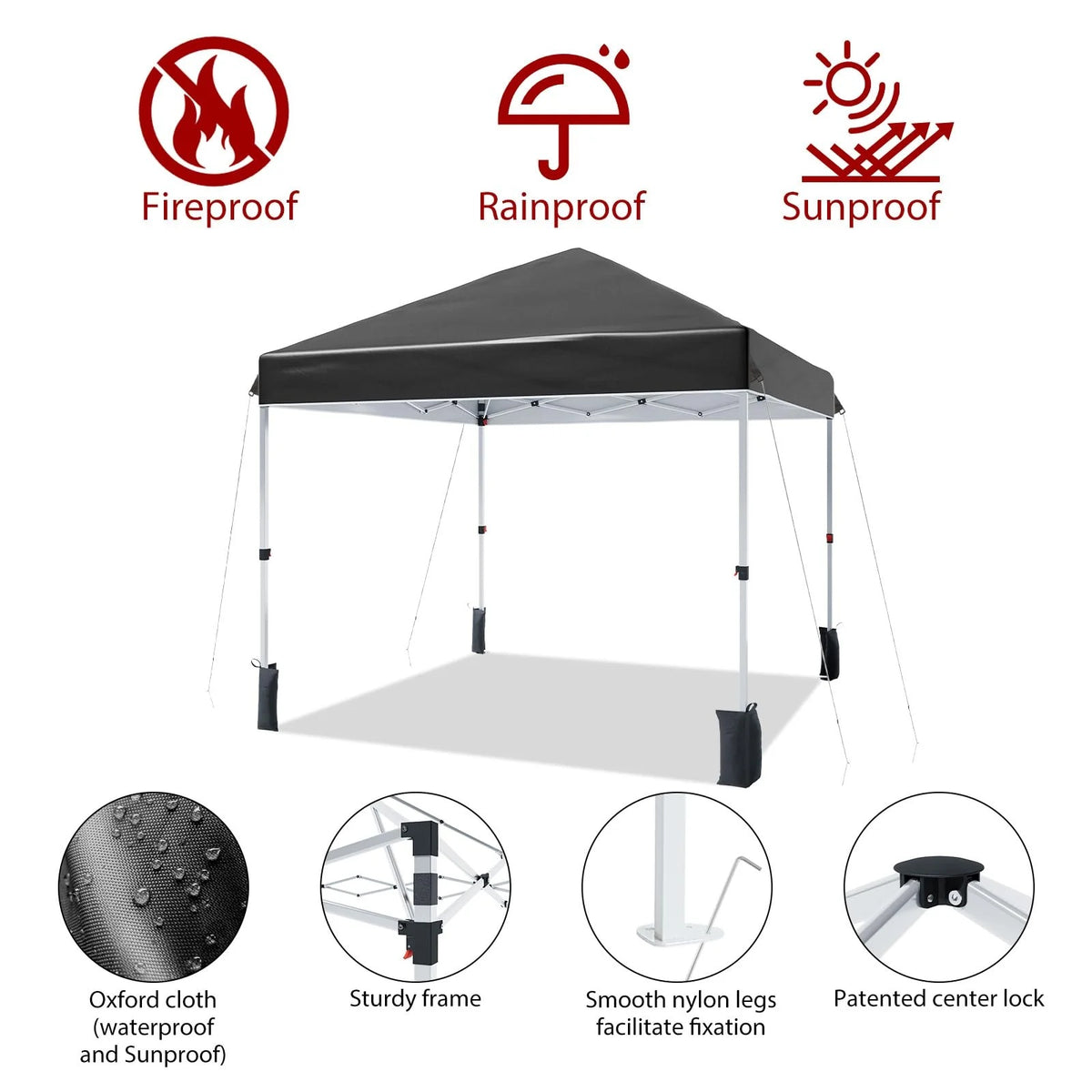 Luku 10x10ft Instant Pop-Up Canopy Tent with Patented Center Lock System, Portable Wheeled Carry Bag, Adjustable Height Straight Legs for Outdoor, Garden, Market, Patio, Yard