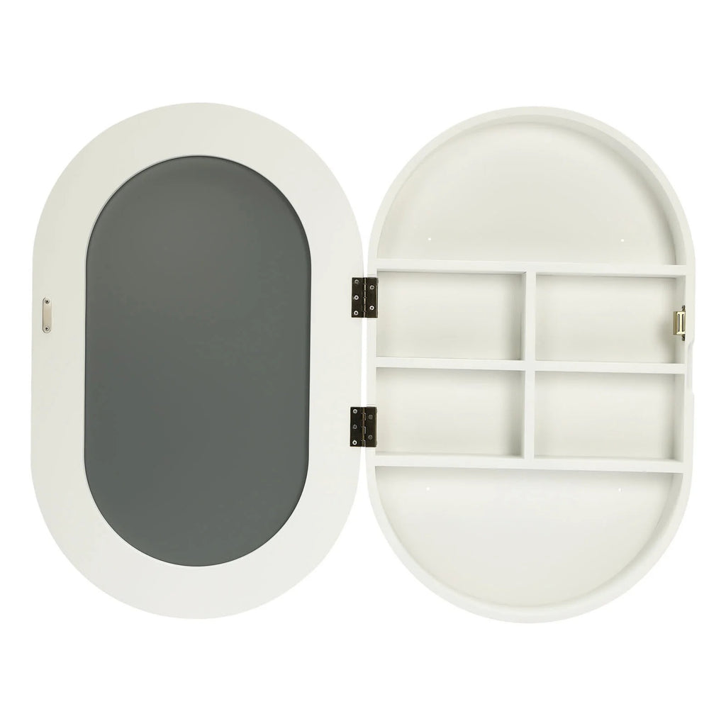Fichiouy Bathroom Mirror Cabinet Oval Wall Mounted Cabinet Storage Cabinet with Mirror for Bathroom 19.76" x 30.82"
