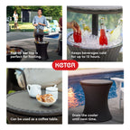 Keter Pacific 7.5 Gallon Cool Bar 2 in 1 Weather Resistant Side Table and Bar Durable Resin Outdoor Patio Beverage Cooler Table, Rattan Look Brown