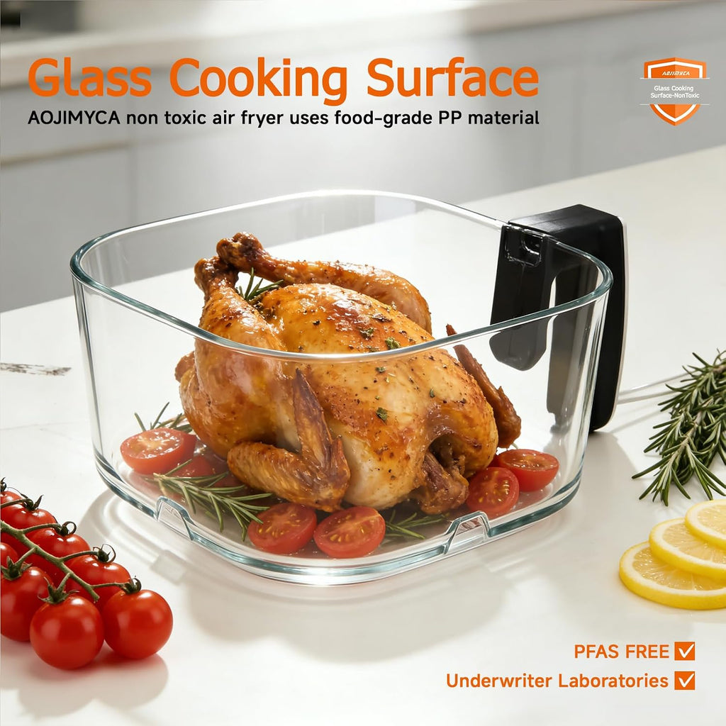 6.0QT Glass Air Fryer, Non Toxic AirFryer with Touchscreen Control